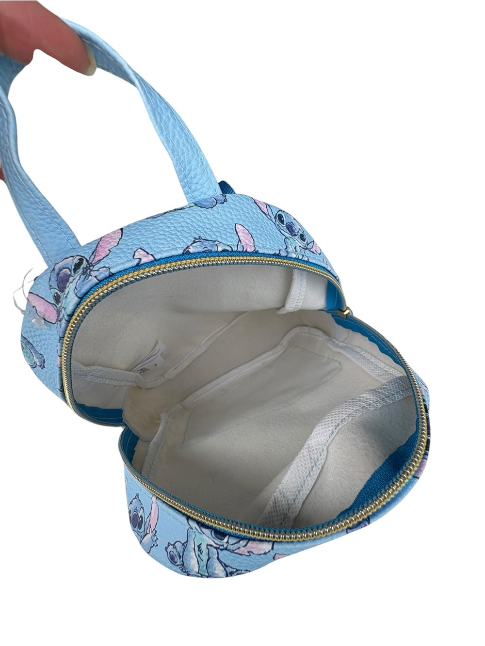 Disney Stitch Mini Backpack Hearts Blue Faux Leather Lilo & Stitch Travel Bag - Picture 5 of 13